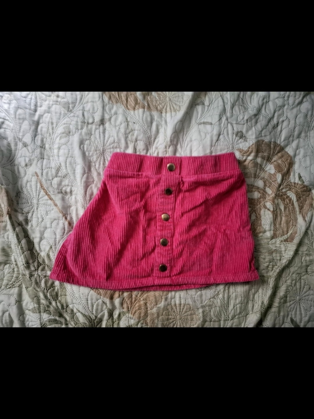 Girls Pink Corduroy Button-Front Mini Skirt